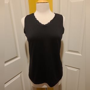 SUSAN GRAVER BLACK CAMI TOP, SIZE S